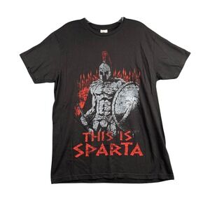 This Is Sparta Spartan Warrior Graphic Print Mens Size L Black